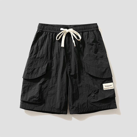 Pantaloncini Cargo da Uomo Asciugatura Rapida Nylon Casual Loose Fit Estate Outdoor Utility Shorts Con Coulisse in Vita