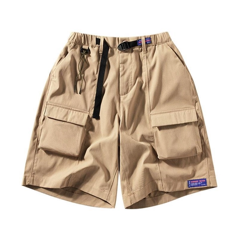 Men's Cargo Shorts Loose Fit Polyester Casual Summer Outdoor Shorts Multi Pocket Straight Leg Work Shorts With Belt