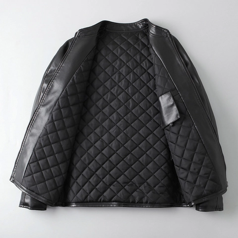 Herren High Street Biker PU Lederjacke Stehkragen Slim Fit Bomber Oberbekleidung Schwarz Kunstleder Motorrad Reißverschluss Mantel