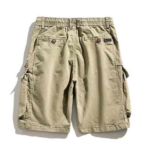 Pantaloncini Cargo da Uomo in Cotone Spandex Multitasche Outdoor Casual Stile Giapponese Coulisse Elastico in Vita Pantaloncini