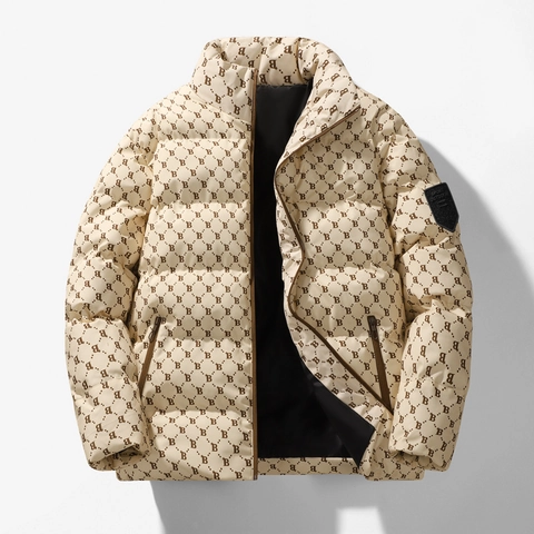 Giacca Imbottita Invernale Unisex Stampa Monogramma B Collo In Piedi Caldo Antivento Piumino Streetwear Capispalla Invernale
