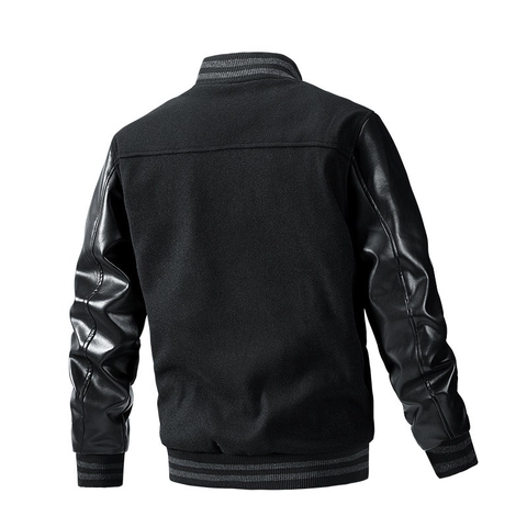 Ανδρικό Vintage Varsity Μπουφάν Patchwork Μανίκι από Δέρμα PU Κέντημα Γράμμα B Μπέιζμπολ Μπουφάν Casual Streetwear