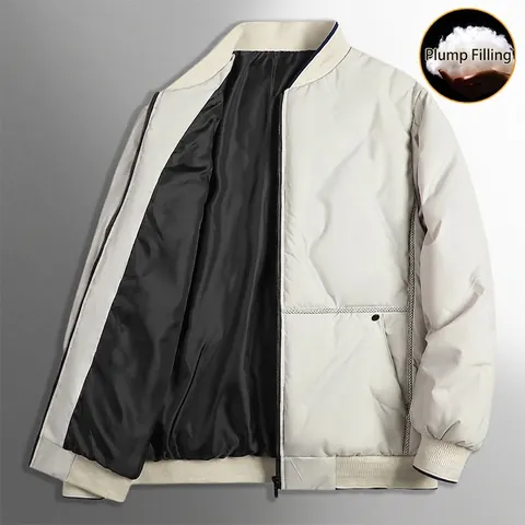 Men's Quilted Bomber Jacket Windproof Padded Cotton Coat Casual Stand Collar Winter Outwear For Men Fashion Zip Up Jacket