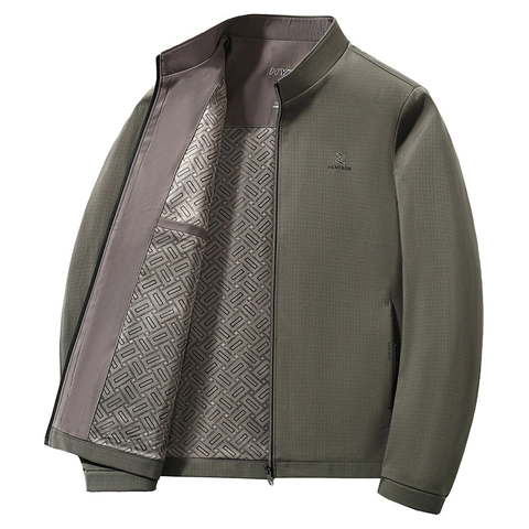 Herren Stehkragen Casual Jacke Winddicht Wasserdicht Business Oberbekleidung Herbst Reißverschluss Jacke Mit Geometrischem Futter