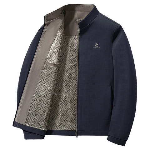 Herren Stehkragen Casual Jacke Winddicht Wasserdicht Business Oberbekleidung Herbst Reißverschluss Jacke Mit Geometrischem Futter