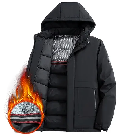Herren Graphen Beheizte Wattierte Jacke Winter Dick Warm Kapuzenmantel Winddicht Business Casual Oberbekleidung Für Vater