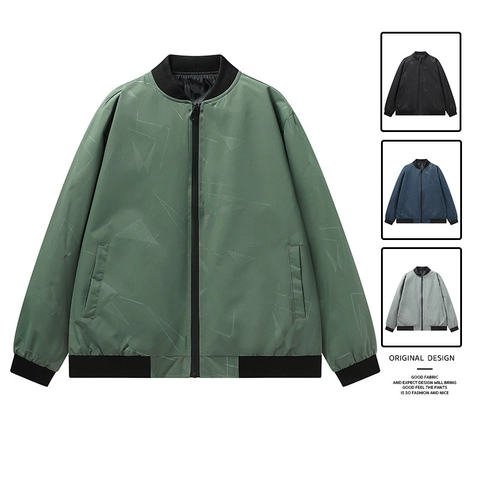 Damen Casual Bomberjacke 100% Polyester Geometrisches Dreiecksmuster Stehkragen Reißverschluss Winddichter Mantel Für Den Alltag