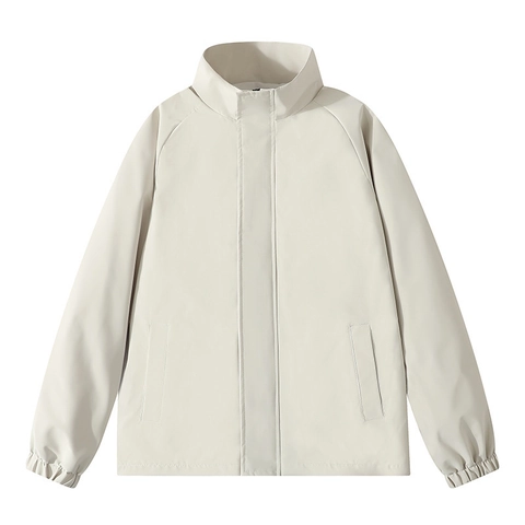 Men Stand Collar Windproof Jacket Casual Outdoor Sportswear Lightweight Polyester Raglan Sleeve Coat For Spring Autumn