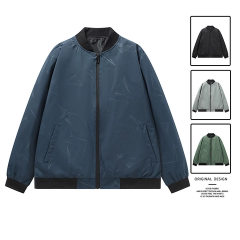 Damen Casual Bomberjacke 100% Polyester Geometrisches Dreiecksmuster Stehkragen Reißverschluss Winddichter Mantel Für Den Alltag