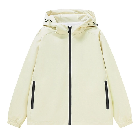 Men Casual Windproof Hooded Jacket 100% Polyester Solid Color Waterproof Windbreaker Outdoor Sport Fashion Zip Up Coat