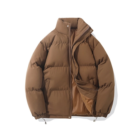 Warm Men's Winter Padded Jacket Stand Collar Windproof Quilted Puffer Coat Thick Loose Outerwear For Casual Daily Wear