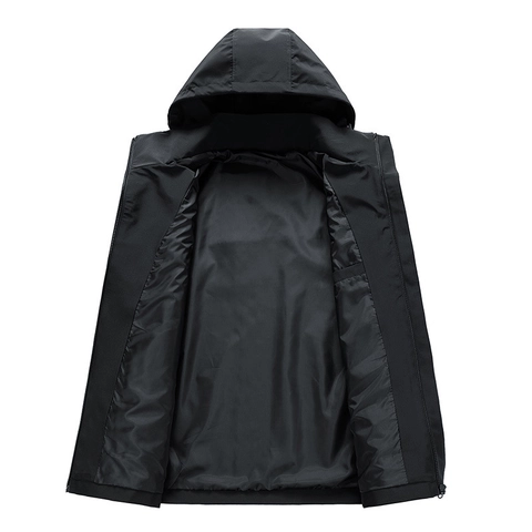 Heren Casual Winddicht Jack Met Kapuze Mode Buitenjas Lichtgewicht Fleece Gevoerde Bovenkleding Voor Herfst Winter Effen Kleur