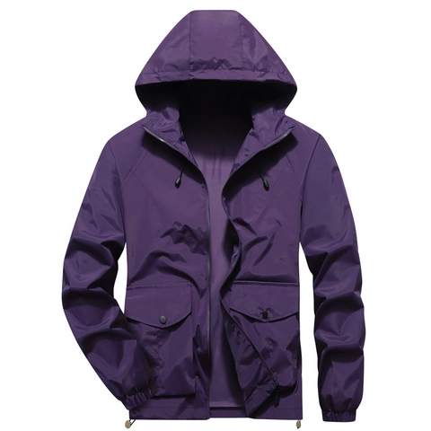 Veste Coupe-vent à Capuche pour Homme Manteau Décontracté de Plein Air avec Poches Cargo Ample Haut en Polyester à Manches Longues