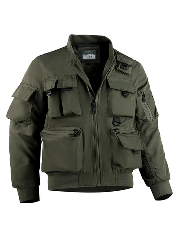 Tactische Bomberjack Voor Heren Multi-Pocket Functionele Windjack Effen Kleur Casual Outdoor Flight Outerwear Voor Heren