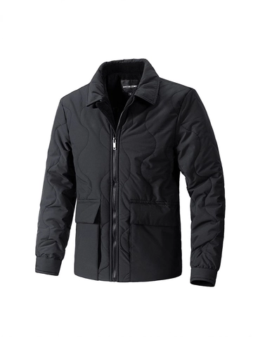 Heren Golfgewatteerde Jas 100% Polyester Reverskraag Rits Wattalig Jas Zakelijk Casual Outdoor Warm Winddicht Outwear