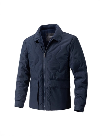 Heren Golfgewatteerde Jas 100% Polyester Reverskraag Rits Wattalig Jas Zakelijk Casual Outdoor Warm Winddicht Outwear