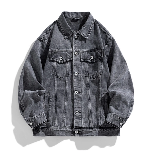 Men's Vintage Denim Jacket Cotton Blend Washed Distressed Loose Fit Workwear Coat For Casual Daily Streetwear Outerwear
