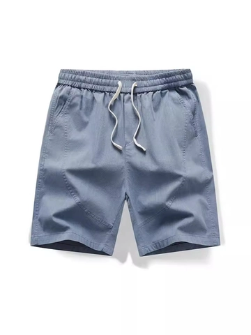 Pantaloncini Casual in Misto Cotone da Uomo Estate Traspiranti Ampi Sportivi Al Ginocchio con Coulisse Per Quotidiano