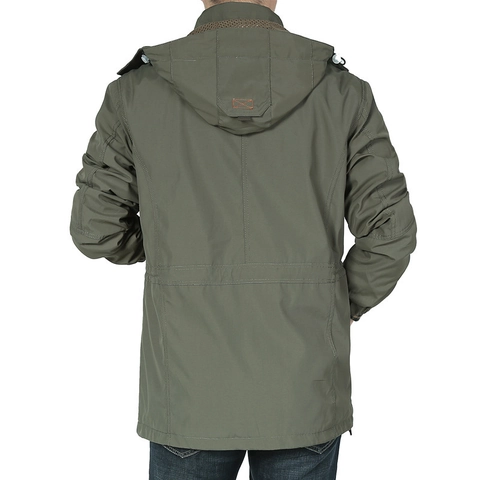 Chaqueta Cargo al Aire Libre para Hombre con Capucha Cortavientos de Largo Medio Abrigo de Poliéster para Viajes Casual