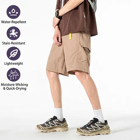 Pantalones Cortos Cargo para Hombre al Aire Libre Ligeros Impermeables de Secado Rápido Multi Bolsillo Pantalones de Senderismo Verano Urban Outdoor