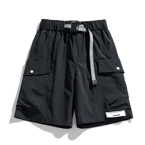 Men Retro Functional Cargo Shorts Water Repellent Anti Fouling Polyester Spandex Casual Outdoor Summer Loose Multi Pocket Shorts