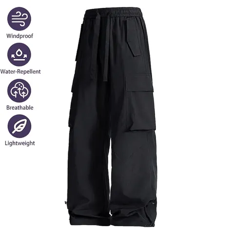 Damen Polyester Elasthan Cargohose Gorpcore Hohe Taille Weites Bein Leicht Wasserabweisend Outdoor Wandern Hose