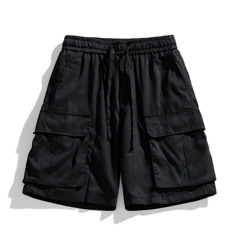 Pantaloncini Cargo da Uomo Estivi Casual Leggeri Idrorepellenti Multitasche Streetwear Shorts Vita Elastica con Coulisse