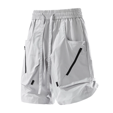 Short Cargo Homme 100% Polyester Imperméable Séchage Rapide Techwear Shorts Taille Élastique Cordon Poches Outdoor Été