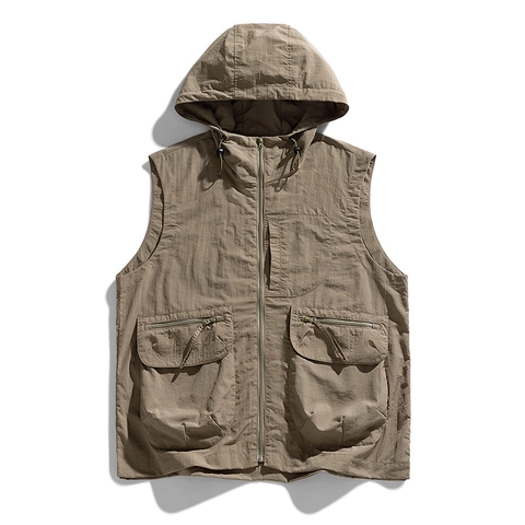Women Hooded Outdoor Functional Vest Techwear Waterproof Multi-Pocket Lightweight Waistcoat For Hiking Camping Windproof Casual Sleeveless Top
