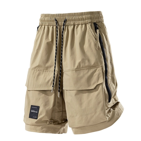 Short Cargo Urban Techwear pour Homme Polyester Déperlant Séchage Rapide Multi Poches Fermeture Éclair Short Outdoor Casual