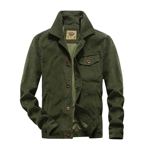 Men's Vintage Corduroy Work Jacket Single Breasted Stand Collar Loose Fit Casual Coat Long Sleeve Top For Men Autumn Spring