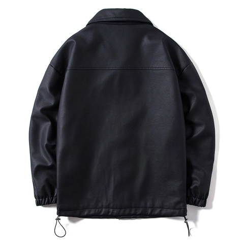 Giacca Casual Uomo In Pelle PU Colletto Rovesciato Stampa Vestibilità Ampia Spalle Cadenti Stile Streetwear Per Primavera