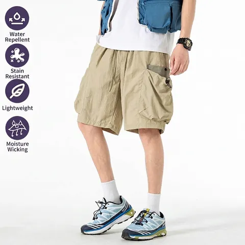 Pantalones Cortos Cargo para Hombre Secado Rápido Hidrófugo Nailon Gorpcore Urbano Exterior Senderismo Verano
