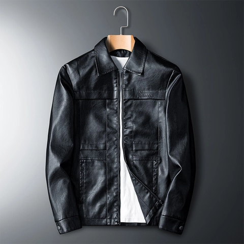 Giacca da Moto in Pelle PU da Uomo Slim Fit Collo alla Coreana Cappotto Casual Antivento Capispalla Moto per Uomo Autunno Primavera