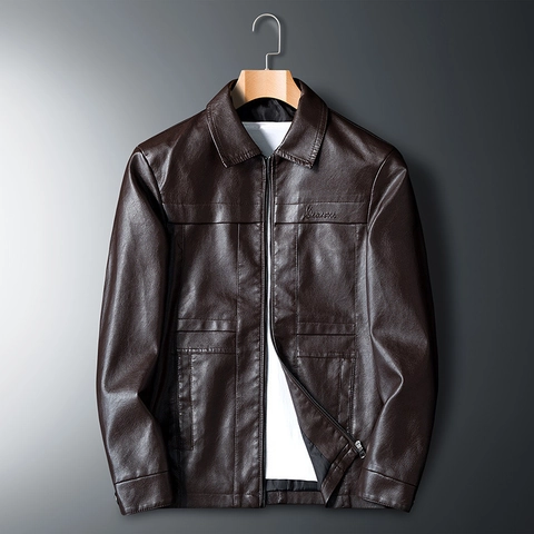 Giacca da Moto in Pelle PU da Uomo Slim Fit Collo alla Coreana Cappotto Casual Antivento Capispalla Moto per Uomo Autunno Primavera