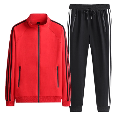 Survêtement Homme Grande Taille Tenue de Sport Décontractée en Coton Col Montant Poches Zippées Veste et Pantalon pour Printemps Automne
