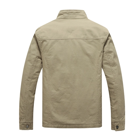 Herren Winterjacke Mit Fleece-Futter Baumwolle Canvas Arbeitsmantel Stehkragen Multi-Tasche Lockerer Schnitt Warme Tactical Casual Jacke