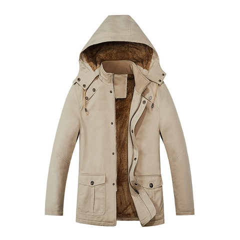 Herren Winter Parka Jacke Baumwolle Dickes Fleecefutter Kapuzenmantel Casual Multi Pocket Cargo Style Outwear Für Kaltes Wetter