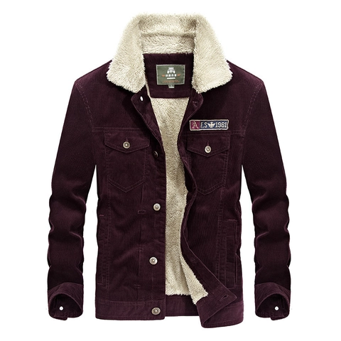 Herren Vintage Cordjacke Warm Sherpa Gefüttert Wintermantel Button Down Workwear Outwear Casual Loose Fit Dicke Jacke Für Herren