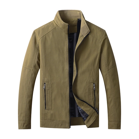 Chaqueta de Algodón Casual para Hombre con Cuello Alto Manga Larga Multi-Bolsillo Cremallera Cortavientos Ropa de Abrigo para Otoño Invierno Negocios Trabajo