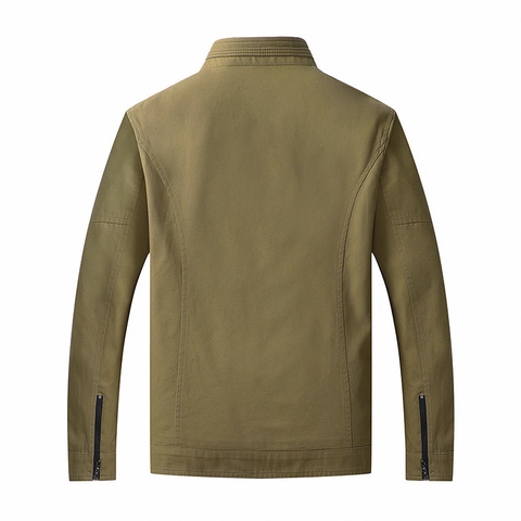 Chaqueta de Algodón Casual para Hombre con Cuello Alto Manga Larga Multi-Bolsillo Cremallera Cortavientos Ropa de Abrigo para Otoño Invierno Negocios Trabajo