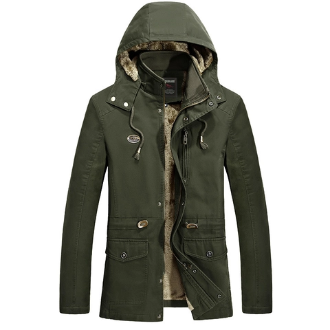 Giacca da Uomo Invernale Pesante in Tela di Cotone Con Cappuccio e Calda Fodera in Pile Casual Outdoor Parka da Lavoro