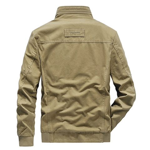 Ανδρικό Casual Βαμβακερό Σακάκι Όρθιος Γιακάς Multi Pocket Vintage Κέντημα Zip Up Retro Workwear Outerwear Για Άνοιξη Φθινόπωρο