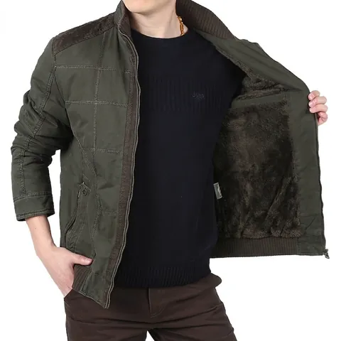 Giacca Invernale Casual da Uomo Foderata in Pile Cappotto di Cotone Collo in Piedi Caldo Trapuntato Outwear da Esterno per Uomo