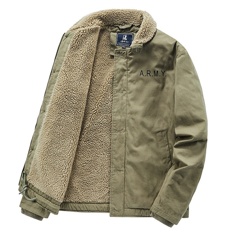 Herren Sherpa Fleece Gefütterte Utility Cargo Jacke Winter Warm Dicke Baumwolle Leinwand Flight Bomber Mantel Outdoor Militär