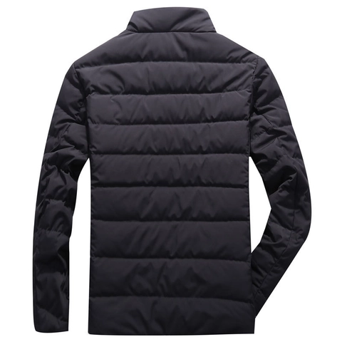 Heren Winter Warme Gevoerde Donsjas Opstaande Kraag Polyester Grijze Eendendons Gevulde Pufferjas Koreaanse Stijl 18005