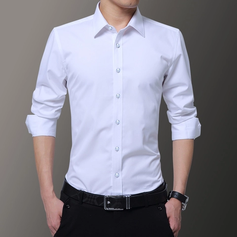 Herren Langarmhemd Baumwollmischung Slim Fit Einfarbig Business Casual Top Für Frühling Herbst Arbeit Büro Kleid Kleidung