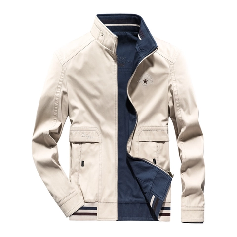 Damen Casual Baumwolle Wendbare Jacke Stehkragen Lockere Passform Stickerei Oberbekleidung Herbst Jugend Mode Windjacke Jacke