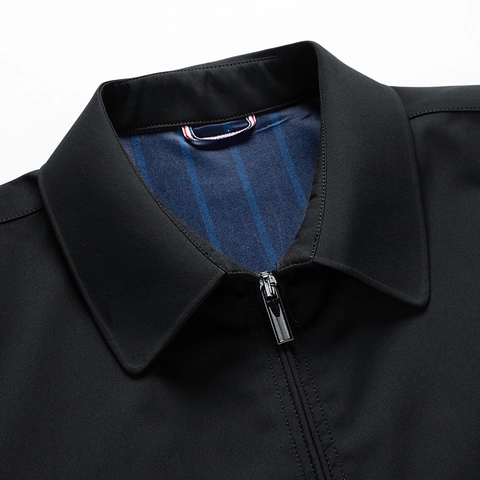 Giacca da Uomo Business Casual in Poliestere Antivento Ispessita Capospalla Fodera a Righe Revers Cerniera Giacca Cappotto Uomo