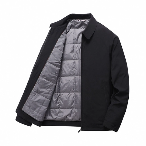 Herren Winterjacke Business Casual Gestepptes Futter Warmer Winddichter Mantel Reverskragen Reißverschluss Oberbekleidung Für Erwachsene